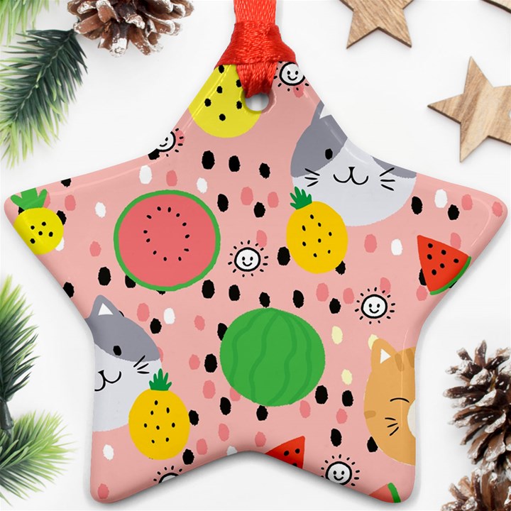 Cats and fruits  Ornament (Star)