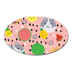 Cats And Fruits  Oval Magnet by Sobalvarro