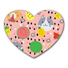 Cats And Fruits  Heart Mousepads by Sobalvarro