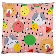 Cats And Fruits  Large Cushion Case (two Sides) by Sobalvarro