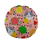 Cats and fruits  Standard 15  Premium Round Cushions Back