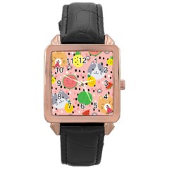 Cats And Fruits  Rose Gold Leather Watch  by Sobalvarro