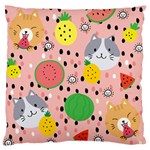 Cats and fruits  Large Flano Cushion Case (Two Sides) Front