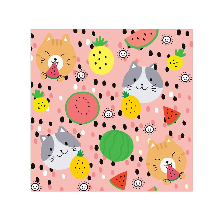 Cats and fruits  Small Satin Scarf (Square)