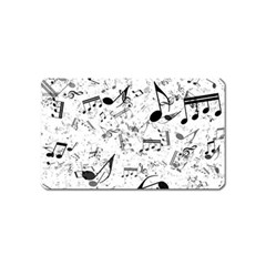 Black And White Music Notes Magnet (name Card) by SpinnyChairDesigns