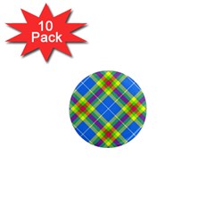 Clown Costume Plaid Striped 1  Mini Magnet (10 Pack)  by SpinnyChairDesigns