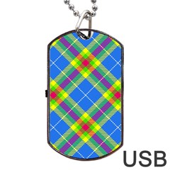 Clown Costume Plaid Striped Dog Tag Usb Flash (one Side) by SpinnyChairDesigns