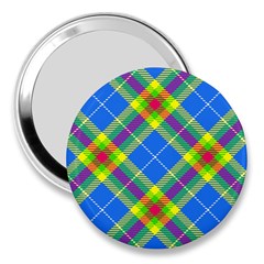 Clown Costume Plaid Striped 3  Handbag Mirrors by SpinnyChairDesigns