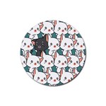 Seamless-cute-cat-pattern-vector Rubber Coaster (Round)  Front