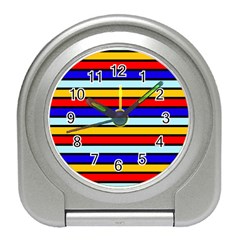 Red And Blue Contrast Yellow Stripes Travel Alarm Clock by tmsartbazaar