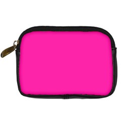 Neon Pink Color Digital Camera Leather Case by SpinnyChairDesigns