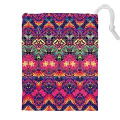 Boho Colorful Pattern Drawstring Pouch (5xl) by SpinnyChairDesigns