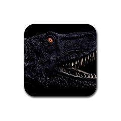 Trex Dinosaur Head Dark Poster Rubber Square Coaster (4 Pack)  by dflcprintsclothing