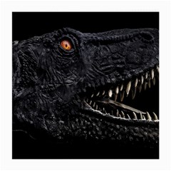 Trex Dinosaur Head Dark Poster Medium Glasses Cloth (2 Sides) by dflcprintsclothing