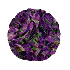 Boho Violet Mosaic Standard 15  Premium Flano Round Cushions by SpinnyChairDesigns