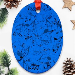 Cornflower Blue Music Notes Oval Ornament (two Sides) by SpinnyChairDesigns