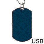 Indigo Dye Blue Butterfly Pattern Dog Tag USB Flash (Two Sides) Front