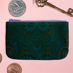 Teal Green Spirals Large Coin Purse by SpinnyChairDesigns