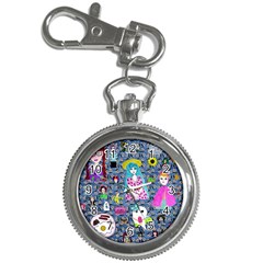 Blue Denim And Drawings Daisies Key Chain Watches by snowwhitegirl