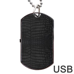 Black Crocodile Skin Dog Tag Usb Flash (one Side) by LoolyElzayat