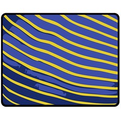 Yellow Blue Stripped Fish Fleece Blanket (medium)  by LoolyElzayat