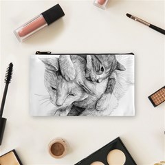 Cat Drawing Art Cosmetic Bag (small) by HermanTelo