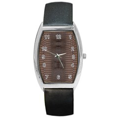 Brown Alligator Leather Skin Barrel Style Metal Watch by LoolyElzayat