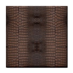 Brown Alligator Leather Skin Tile Coaster by LoolyElzayat