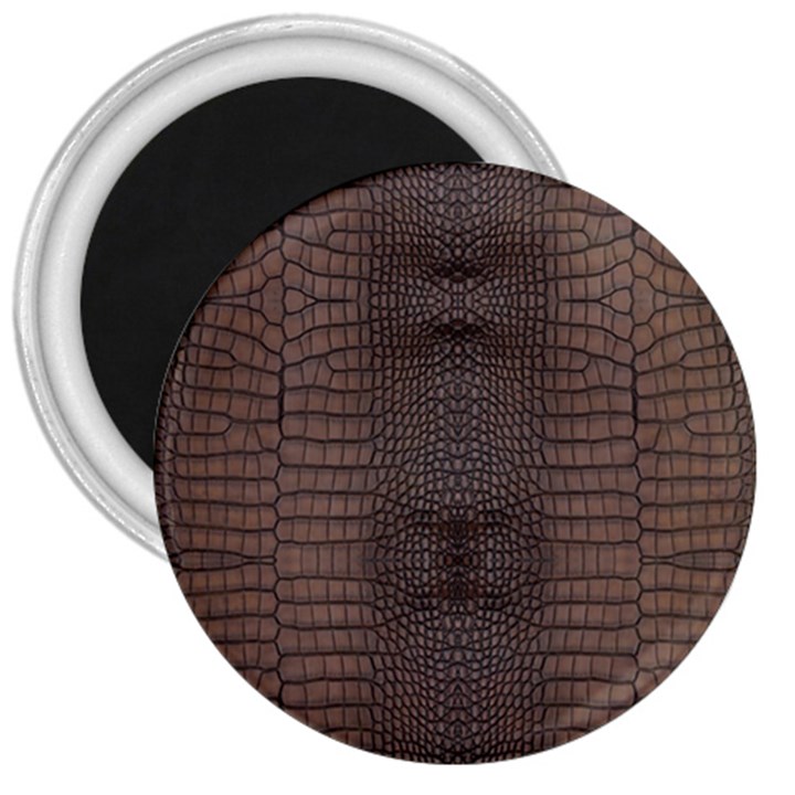 Brown Alligator Leather Skin 3  Magnets