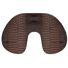 Brown Alligator Leather Skin Travel Neck Pillow by LoolyElzayat