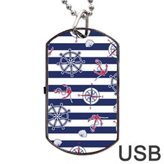 Seamless-marine-pattern Dog Tag Usb Flash (two Sides) by BangZart