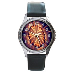 Sun Fractal Round Metal Watch by Sparkle