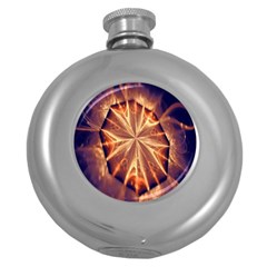 Sun Fractal Round Hip Flask (5 Oz) by Sparkle