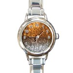 Glitter Gold Round Italian Charm Watch Front