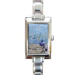 Senior Man Fishing At River, Montevideo, Uruguay001 Rectangle Italian Charm Watch by dflcprintsclothing