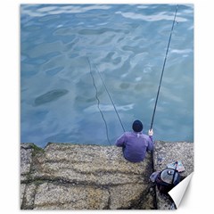 Senior Man Fishing At River, Montevideo, Uruguay001 Canvas 8  X 10  by dflcprintsclothing