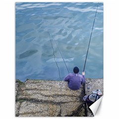 Senior Man Fishing At River, Montevideo, Uruguay001 Canvas 18  X 24  by dflcprintsclothing