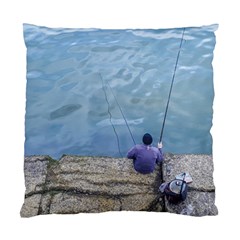 Senior Man Fishing At River, Montevideo, Uruguay001 Standard Cushion Case (one Side) by dflcprintsclothing