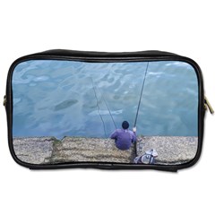 Senior Man Fishing At River, Montevideo, Uruguay001 Toiletries Bag (one Side) by dflcprintsclothing