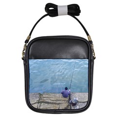 Senior Man Fishing At River, Montevideo, Uruguay001 Girls Sling Bag by dflcprintsclothing