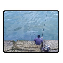 Senior Man Fishing At River, Montevideo, Uruguay001 Fleece Blanket (small) by dflcprintsclothing