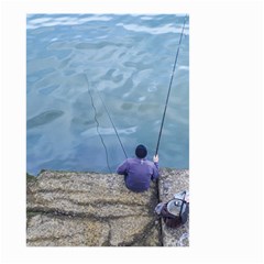 Senior Man Fishing At River, Montevideo, Uruguay001 Large Garden Flag (two Sides) by dflcprintsclothing