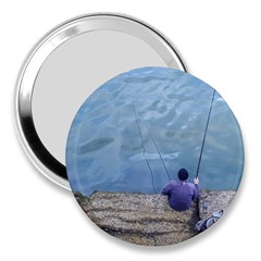 Senior Man Fishing At River, Montevideo, Uruguay001 3  Handbag Mirrors by dflcprintsclothing