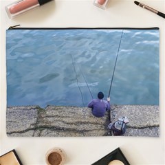 Senior Man Fishing At River, Montevideo, Uruguay001 Cosmetic Bag (xxxl) by dflcprintsclothing