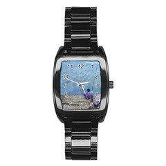 Senior Man Fishing At River, Montevideo, Uruguay001 Stainless Steel Barrel Watch by dflcprintsclothing