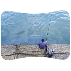 Senior Man Fishing At River, Montevideo, Uruguay001 Velour Seat Head Rest Cushion by dflcprintsclothing