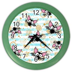 Halloween Bats Color Wall Clock by Angelandspot