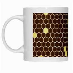 Gold Honeycomb On Brown White Mugs by Angelandspot