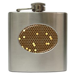 Gold Honeycomb On Brown Hip Flask (6 Oz) by Angelandspot