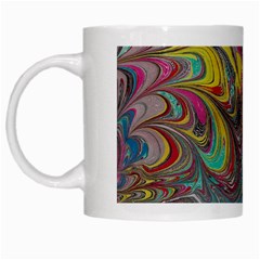 Abstract Marbling White Mugs by kaleidomarblingart